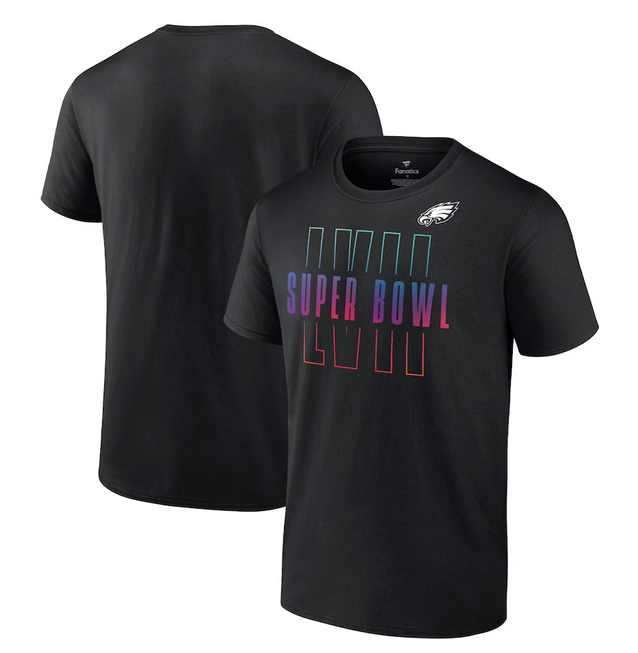 Men's Black Philadelphia Eagles Super Bowl LVII Open Sky T-Shirt